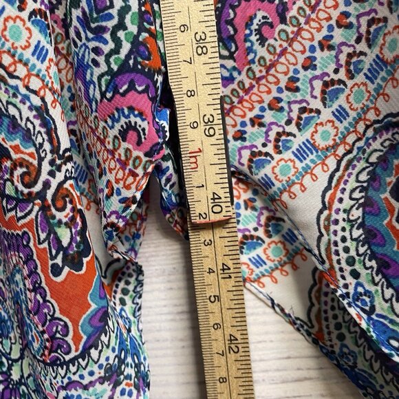 MSK Handkerchief Dress Size 16 Halter Top Paisley Green Blue BOHO Hippie Gypsy - Picture 12 of 16